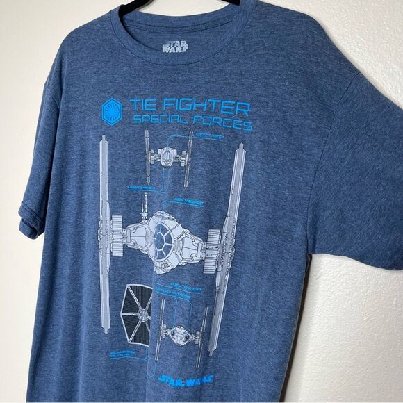 Star Wars Heather Blue Tie Fighter Special Forces Short Sleeve T Shirt Large - Picture 4 of 10
